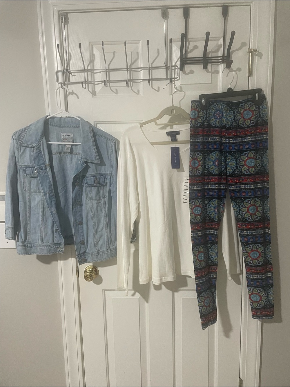 Women's Printed Leggings - Multicolor Pattern old navy large Jean jacket
